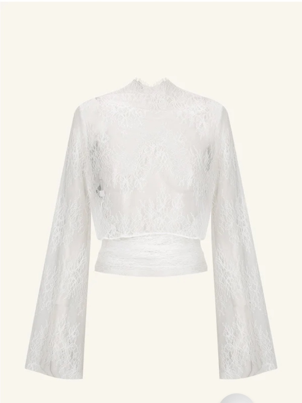 Shona Joy White Lace High-Neck Cropped Blouse